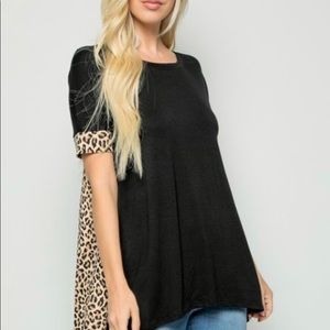Celeste tunic with animal print back.